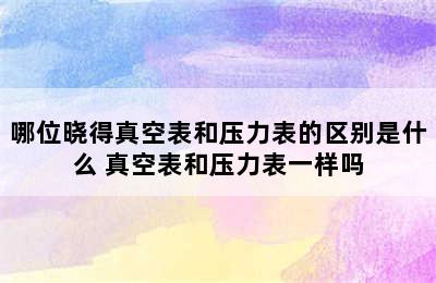 哪位晓得真空表和压力表的区别是什么 真空表和压力表一样吗